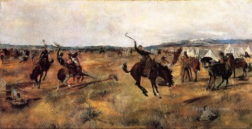 ブレイキング・キャンプ西部アメリカ人のチャールズ・マリオン・ラッセル Oil Paintings